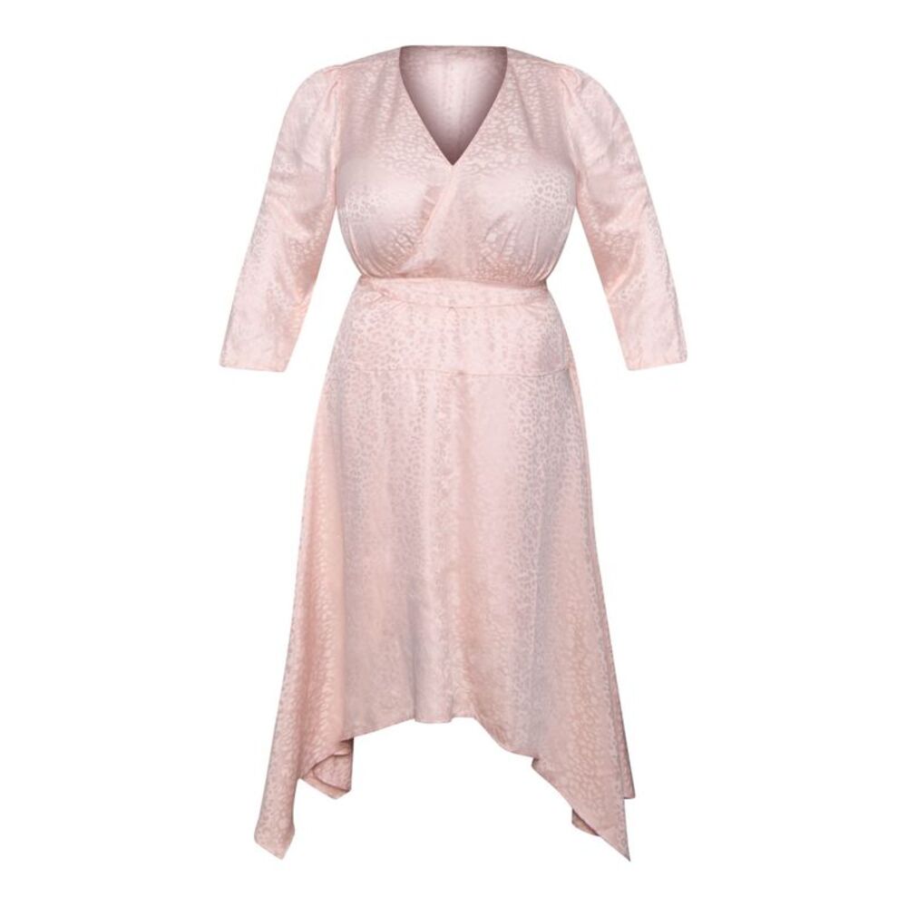 RACHEL RACHEL ROY Womens Pink Belted Handkerchief Hem Lined Midi Dress Plus 16W